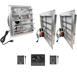 Elite Plug and Play Exhaust Fan Systems fan, cooling, greenhouse, shop, exhaust, ventilation, package, garage, plug, louvered, automatic, prewired, 8007100, 8007105, 8007110, 8007115, 8007120, 8007125, 8007130, 8007135, 800567
