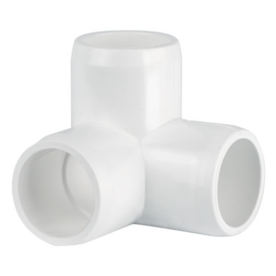 PVC Fitting - 3 Way Elbow Connector pvc, fittings, pipe, connectors, furniture, schedule, 40, projects, specialty, elbow, 3, way