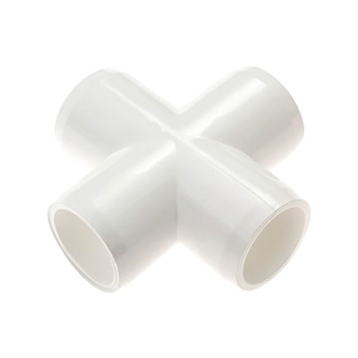 PVC Fitting - 4 Way Cross Connector pvc, fittings, pipe, connectors, furniture, schedule, 40, projects, specialty, 4, way, cross