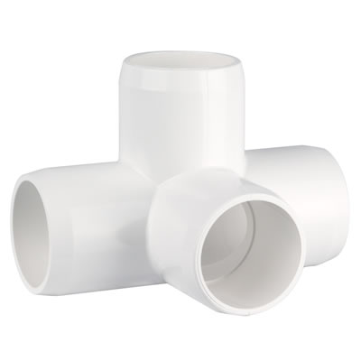 PVC Fitting - 4 Way Elbow Connector pvc, fittings, pipe, connectors, furniture, schedule, 40, projects, specialty, elbow, 4, way