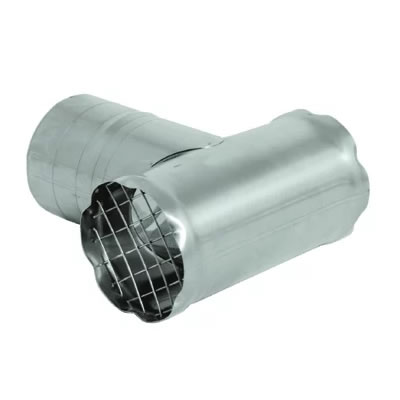 Stainless Steel Category 3 Vent Screened Termination Tee vent, flue, duct, pipe, furnace, exhaust, gas, modine, sterling, heater, category, tee, termination