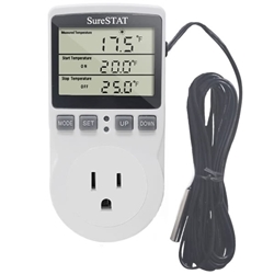 SureStat DT20 Plug-in Digital Thermostat & Cycle Timer temperature, thermostat, digital, control, controller, portable, plug, in, prewired, cycle, timer, cheap, greenhouse, prewired